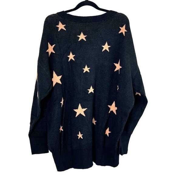 Como Vintage Black Pullover Star Design Sweater NWT Plus Sizes - Picture 3 of 13